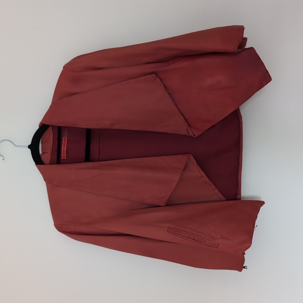 Alice Olivia Orange Leather Blazer Jacket SMALL